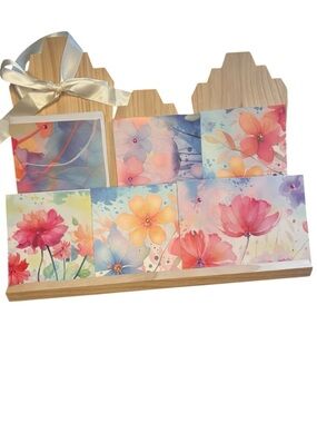 (6)Handmade 4x6 Blank All-Occasion Greeting Cards Set –Floral Watercolor Designs